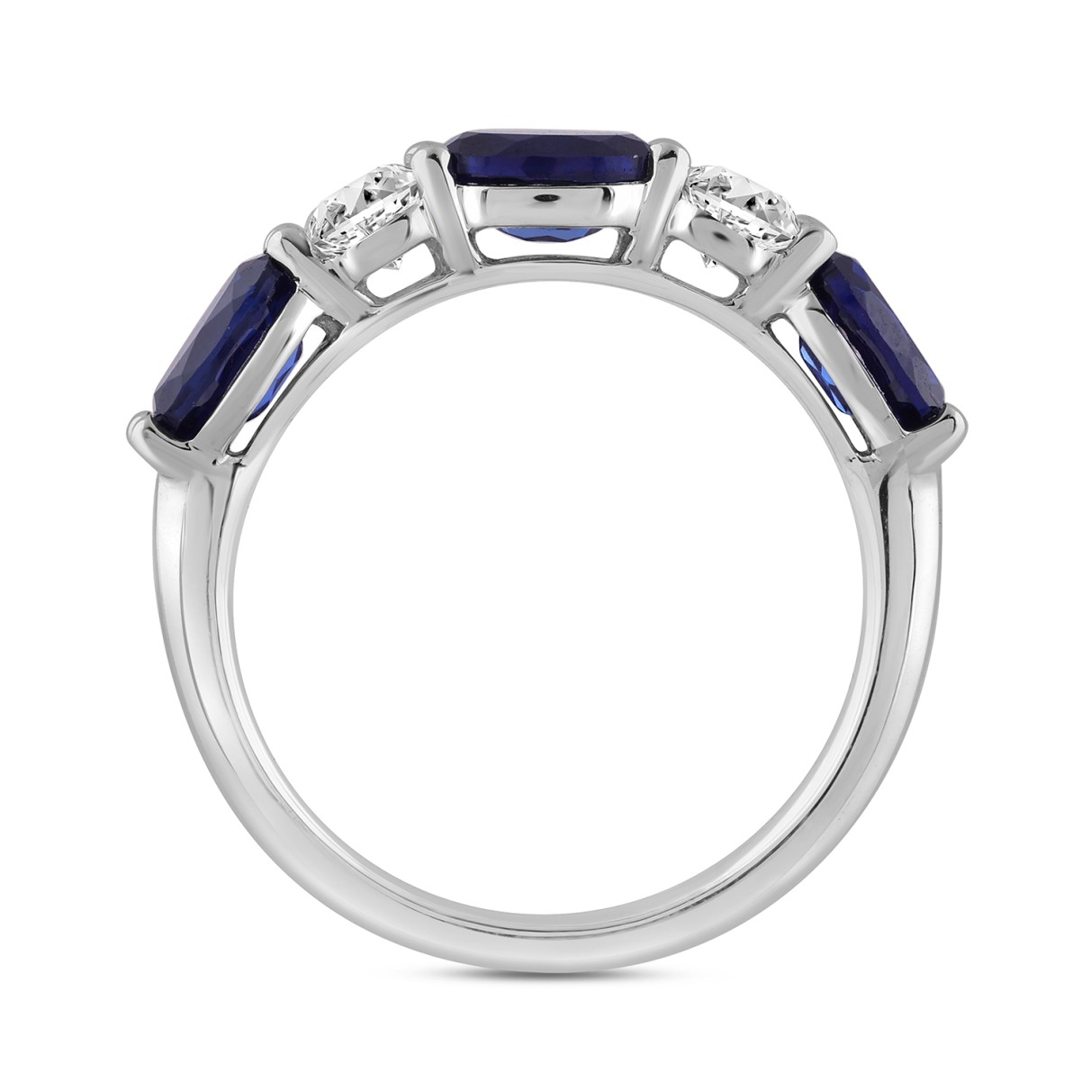 14K WHITE GOLD 2.00CT ROUND/OVAL BLUE SAPPHIRE DIAMOND LADIES BAND 