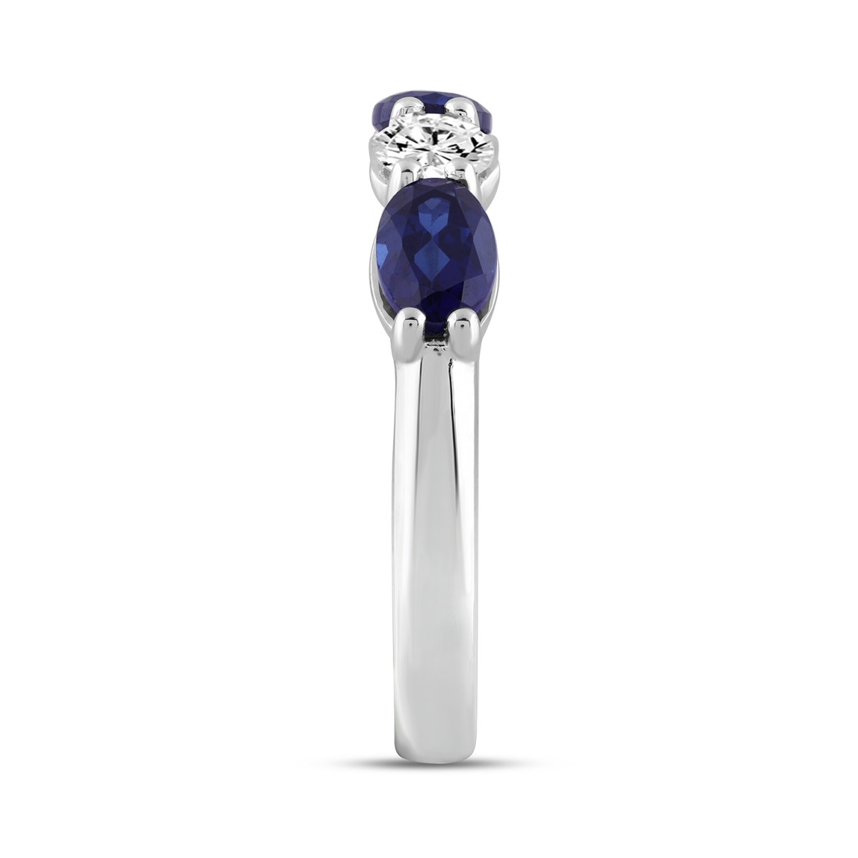 14K WHITE GOLD 2.00CT ROUND/OVAL BLUE SAPPHIRE DIAMOND LADIES BAND 