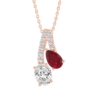 14K ROSE GOLD 2.00CT ROUND/OVAL/RUBY PEAR DIAMOND LADIES PENDANT 