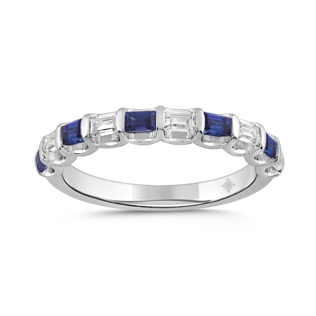 14K White Gold 1.00 CT Emerald Blue Sapphire &...