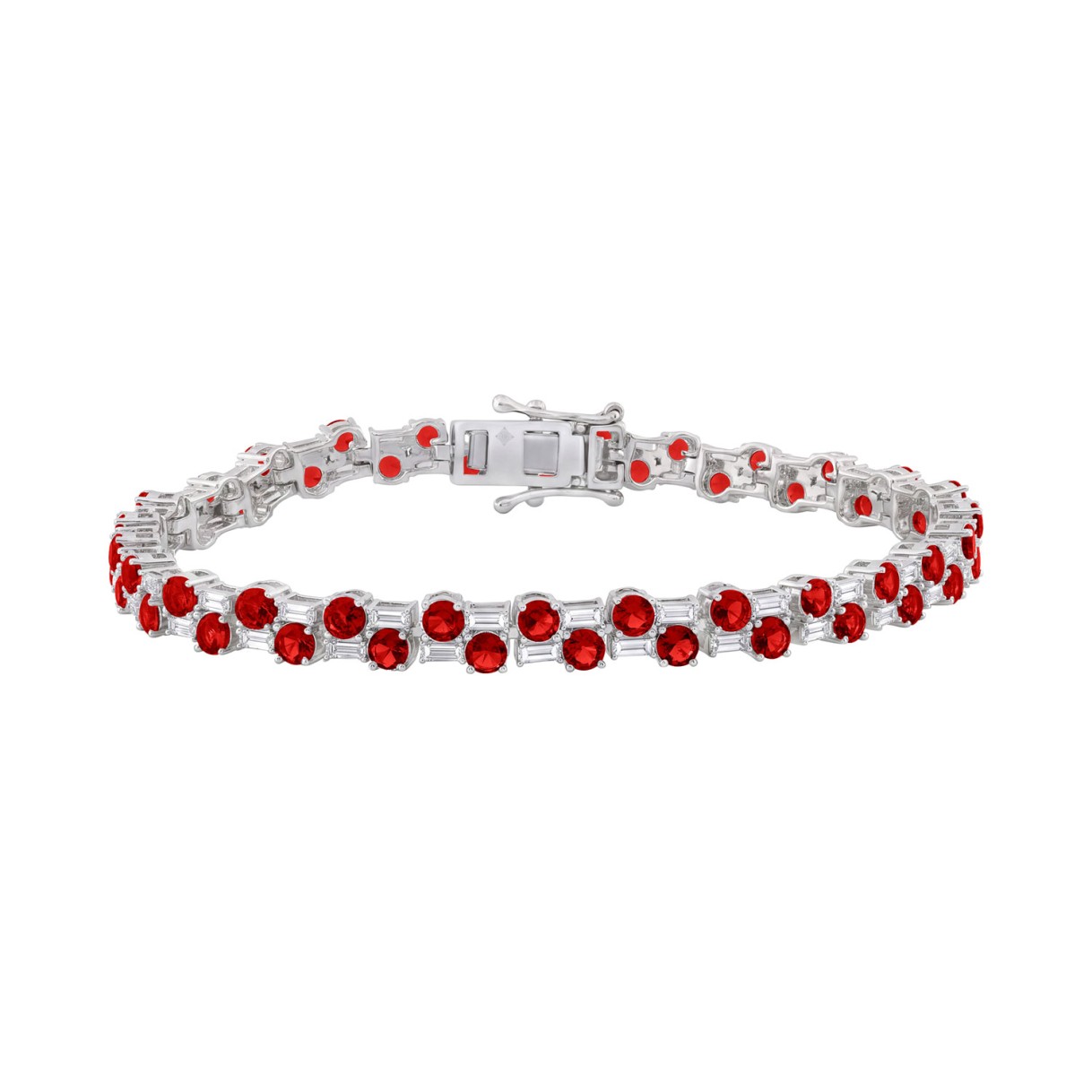 14K WHITE GOLD 9.00CT BAGUETTE/ROUND RUBY DIAMOND ...