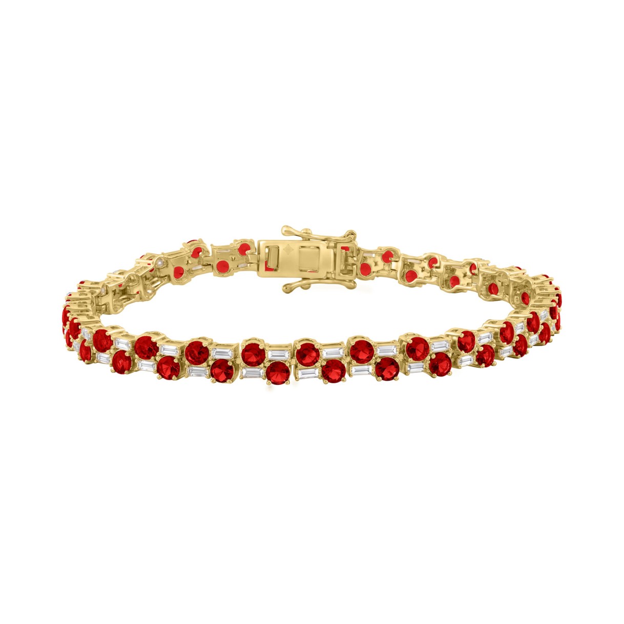 14K YELLOW GOLD 9.00CT BAGUETTE/ROUND RUBY DIAMOND...