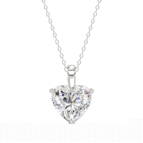 LADIES SOLITAIRE PENDANT 4.00CT HEART DIAMOND 14K WHITE GOLD LADIES SOLITAIRE PENDANT 4.00CT HEART DIAMOND 14K WHITE GOLD