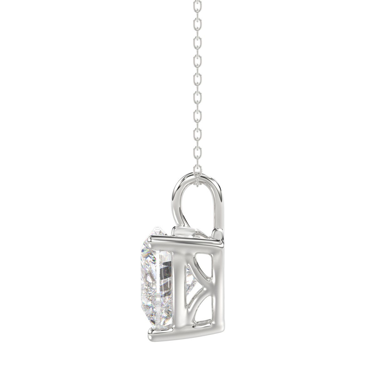 LADIES SOLITAIRE PENDANT 4.00CT HEART DIAMOND 14K WHITE GOLD 