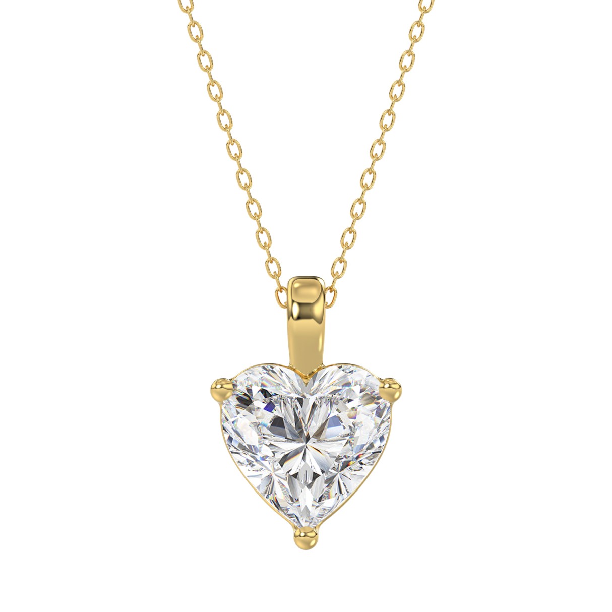 LADIES SOLITAIRE PENDANT 4.00CT HEART DIAMOND 14K ...