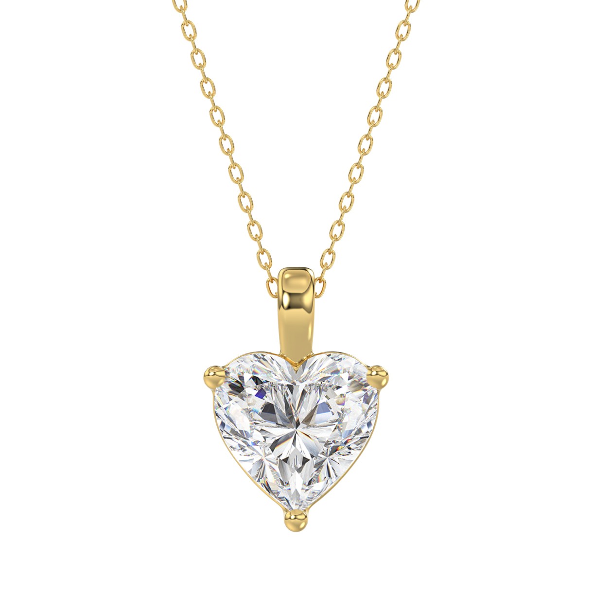 LADIES SOLITAIRE PENDANT 4.00CT HEART DIAMOND 14K YELLOW GOLD 