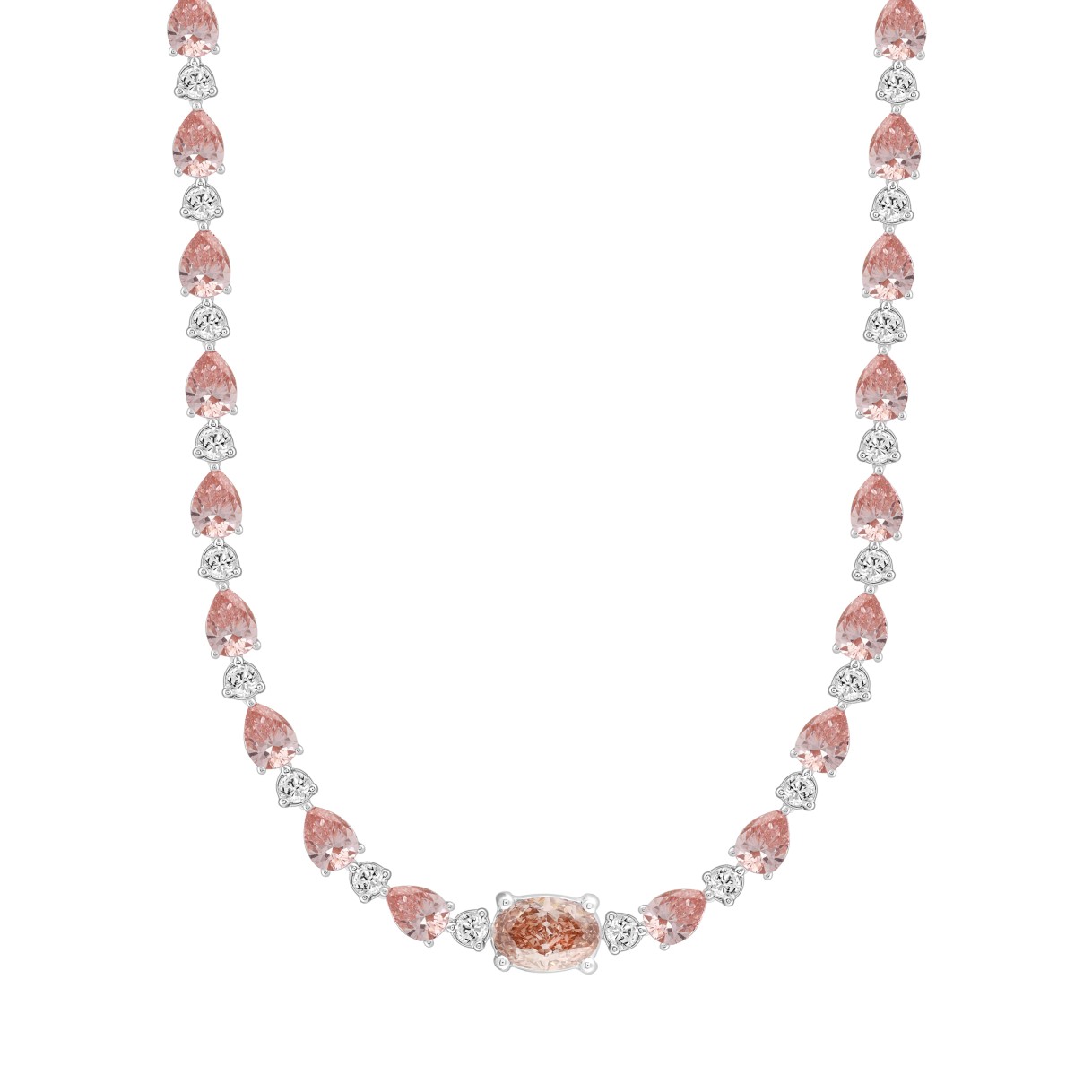 LADIES NECKLACE 15CT ROUND/PEAR/OVAL DIAMOND 14K W...