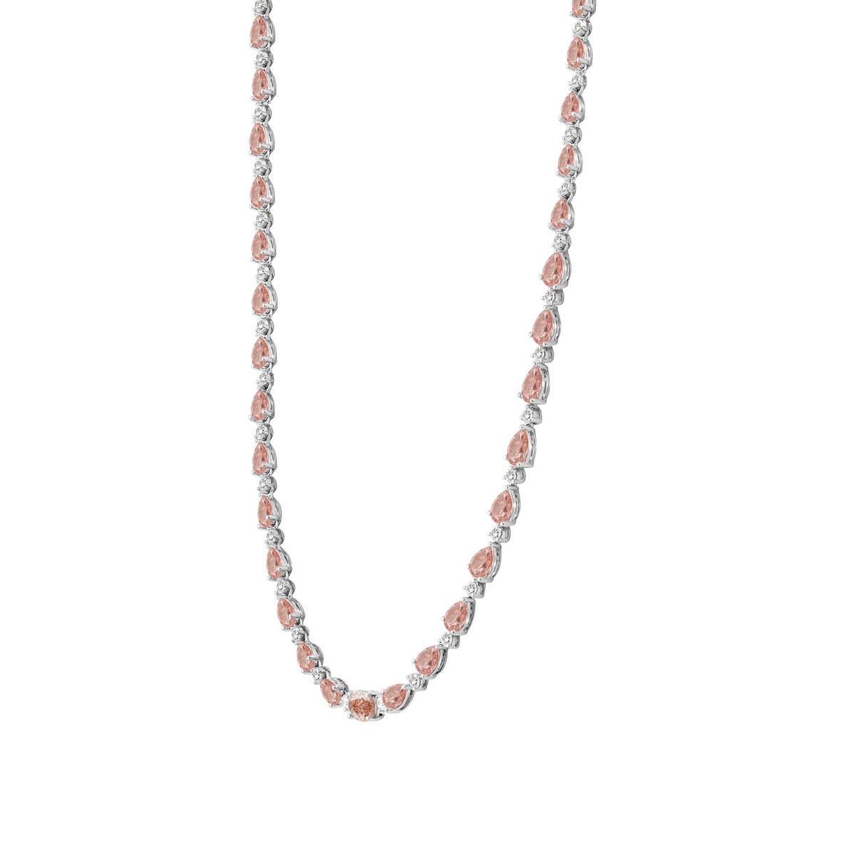 LADIES NECKLACE 15CT ROUND/PEAR/OVAL DIAMOND 14K WHITE GOLD 