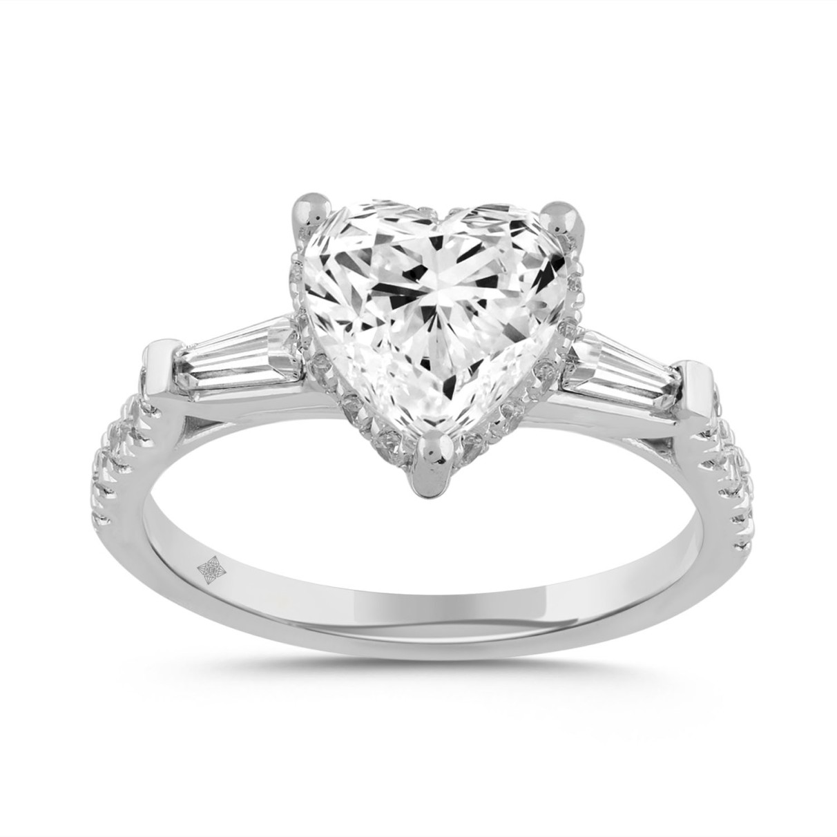 LADIES RING 2 3/4CT ROUND/HEART DIAMOND 14K WHITE GOLD (CENTER STONE HEART DIAMOND 2CT )