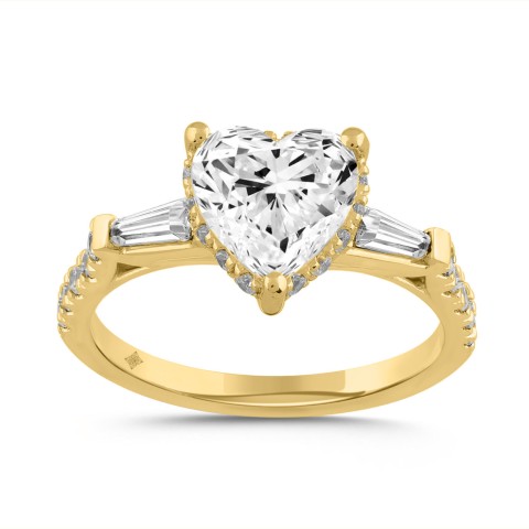 LADIES RING 2 3/4CT ROUND/HEART DIAMOND 14K YELLOW GOLD (CENTER STONE HEART DIAMOND 2CT )