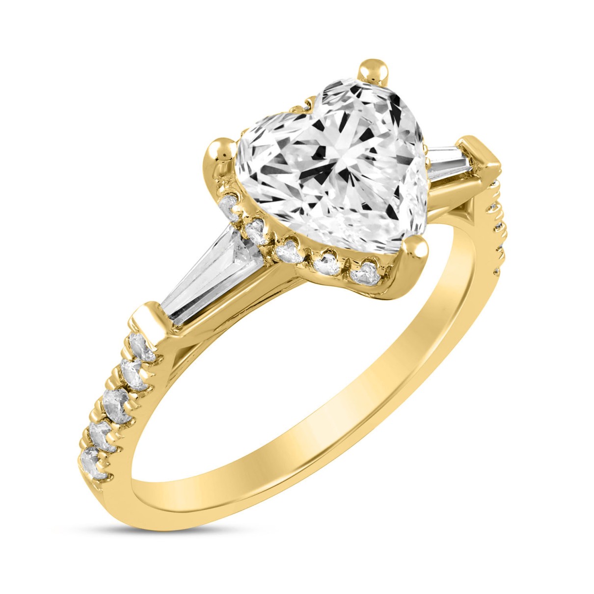 LADIES RING 2 3/4CT ROUND/HEART DIAMOND 14K YELLOW GOLD (CENTER STONE HEART DIAMOND 2CT )