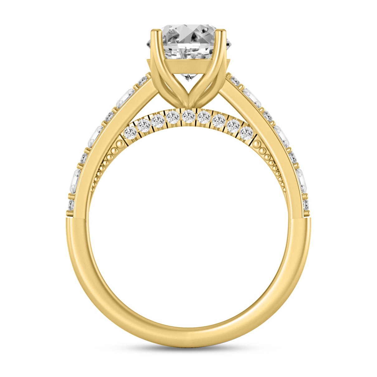 LADIES RING 2 1/2CT ROUND/BAGUETTE/OVAL DIAMOND 14K WHITE GOLD (CENTER STONE OVAL DIAMOND 2CT )