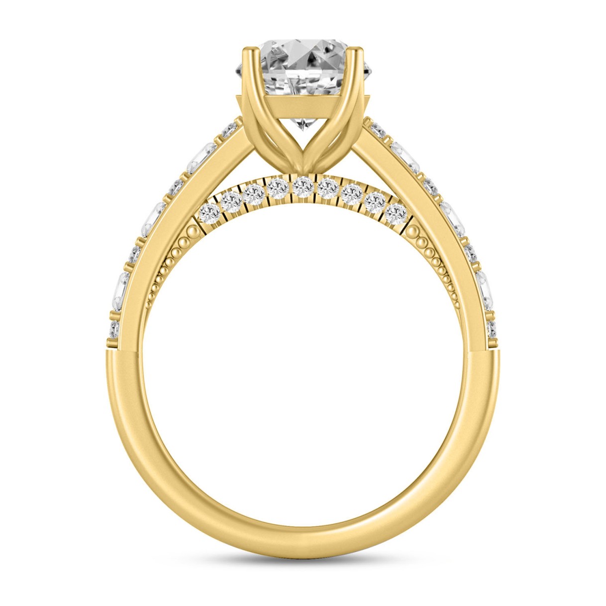 LADIES RING 2 1/2CT ROUND/BAGUETTE/OVAL DIAMOND 14K YELLOW GOLD (CENTER STONE OVAL DIAMOND 2CT )