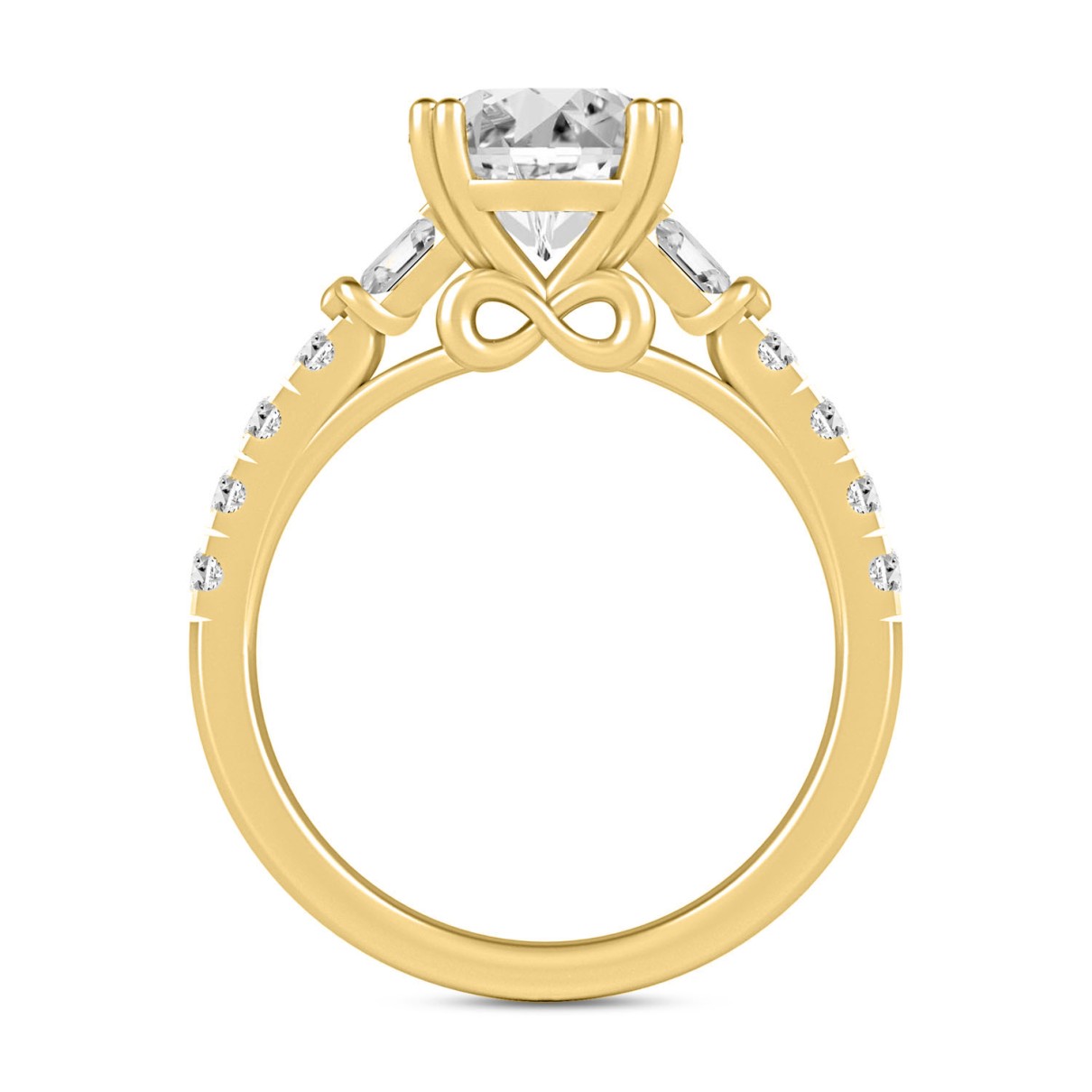 LADIES RING 2 1/2CT ROUND/BAGUETTE DIAMOND 14K YELLOW GOLD (CENTER STONE ROUND DIAMOND 2CT )