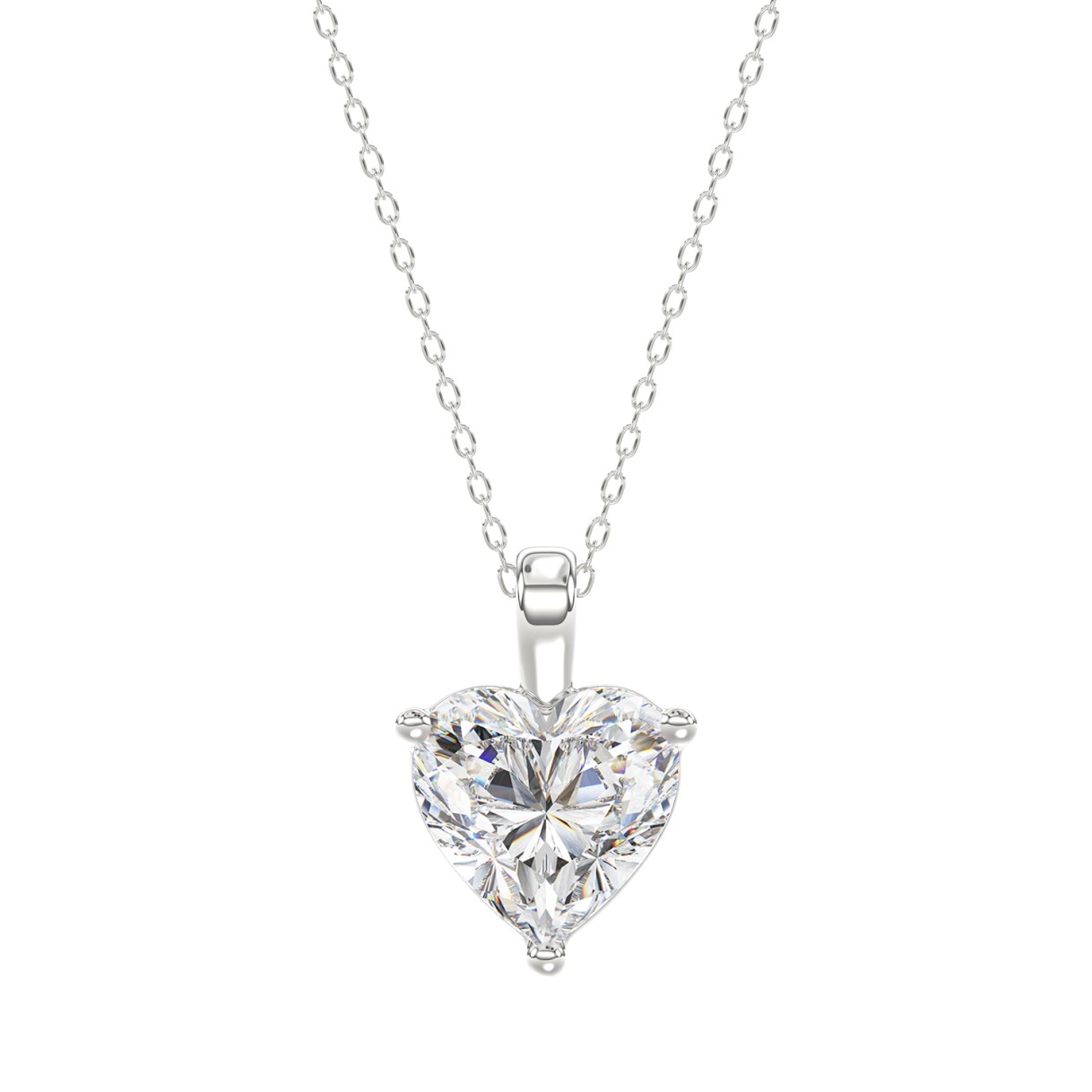 LADIES SOLITAIRE PENDANT 2 1/2CT HEART DIAMOND 14K WHITE GOLD 