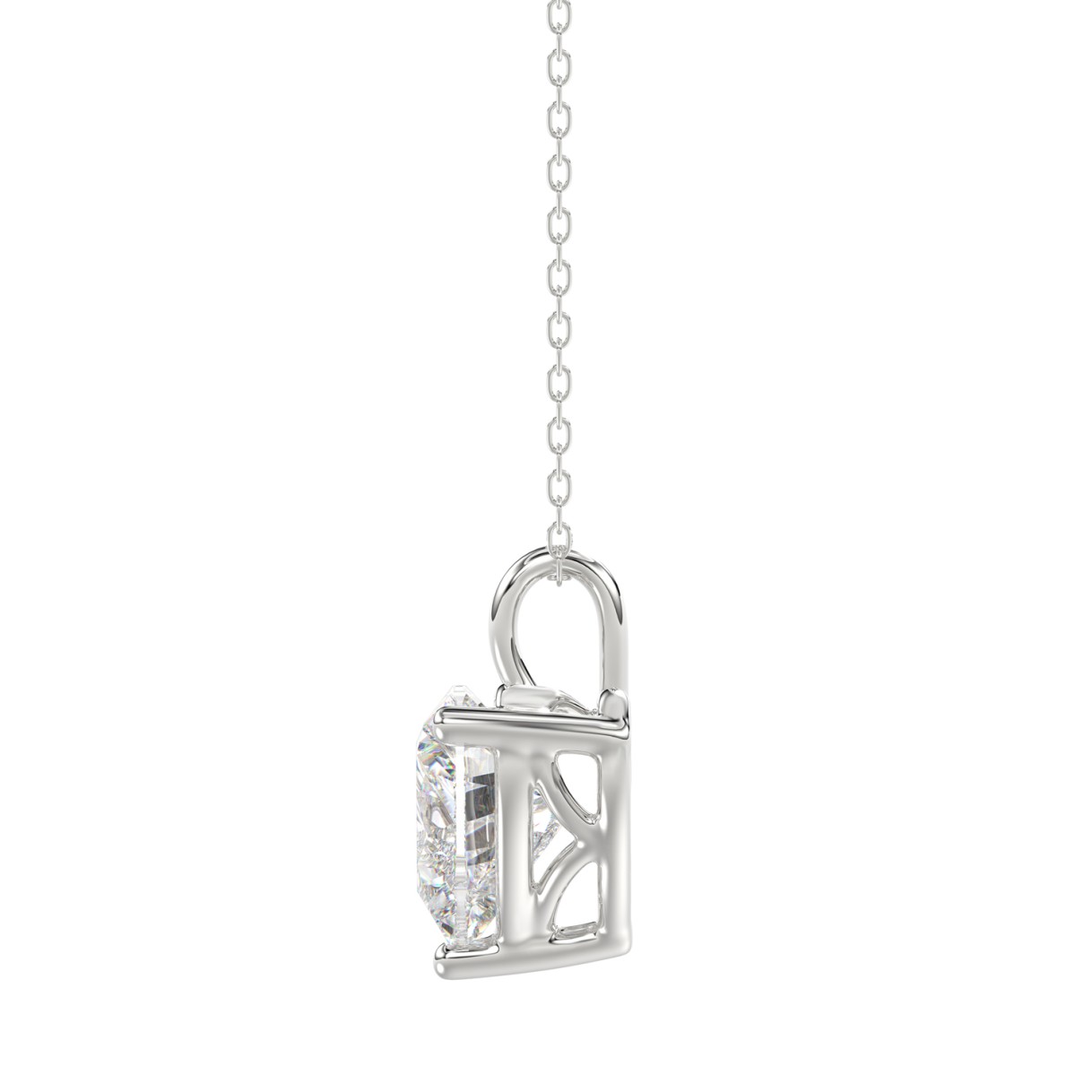 LADIES SOLITAIRE PENDANT 2 1/2CT HEART DIAMOND 14K WHITE GOLD 