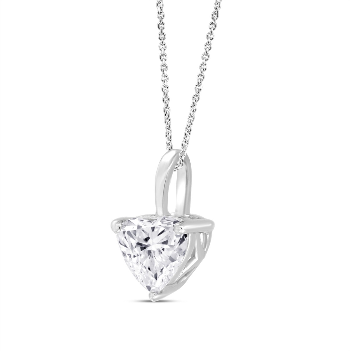 LADIES SOLITAIRE PENDANT 2 1/2CT HEART DIAMOND 14K WHITE GOLD 