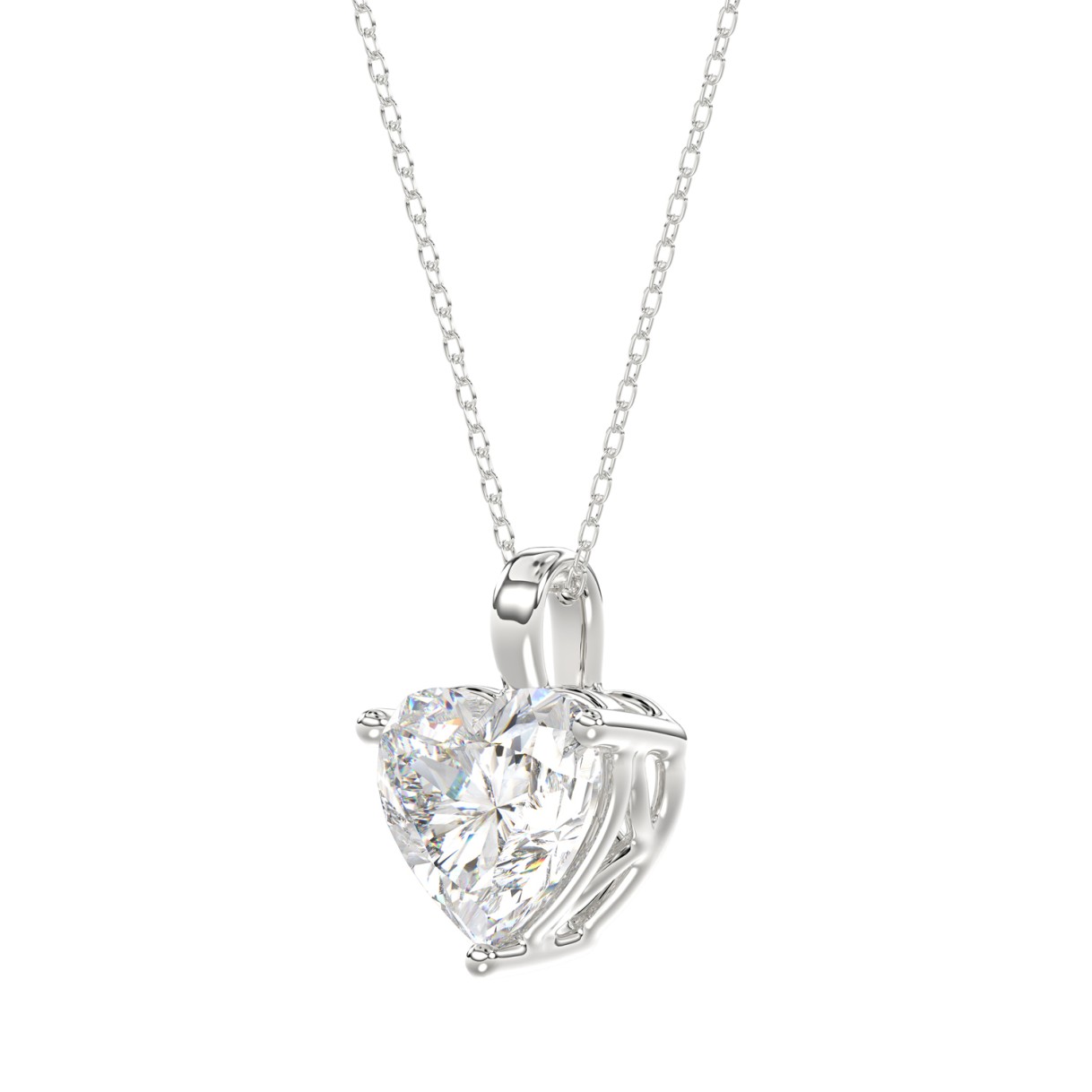 LADIES SOLITAIRE PENDANT 2 1/2CT HEART DIAMOND 14K WHITE GOLD 