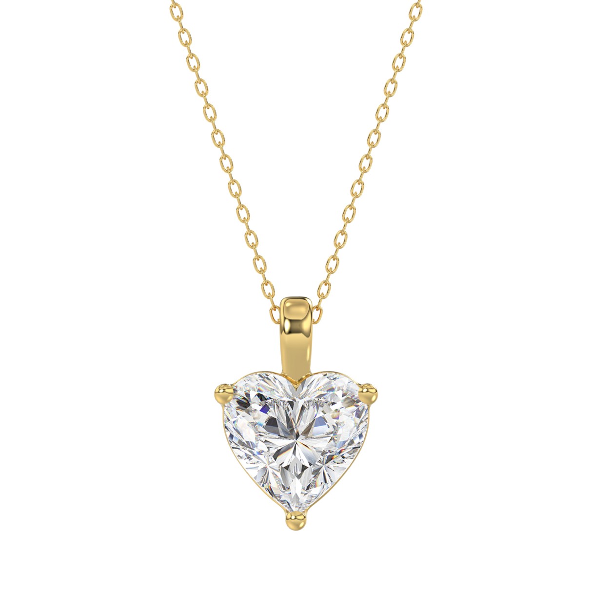 LADIES SOLITAIRE PENDANT 2 1/2CT HEART DIAMOND 14K...