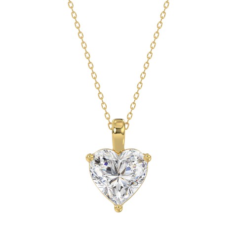 LADIES SOLITAIRE PENDANT 2 1/2CT HEART DIAMOND 14K YELLOW GOLD 
