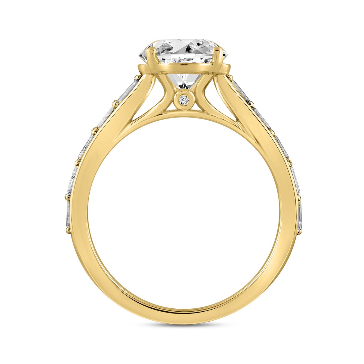 LADIES RING 2 1/4CT ROUND/BAGUETTE DIAMOND 14K YELLOW GOLD (CENTER STONE ROUND DIAMOND 2CT )