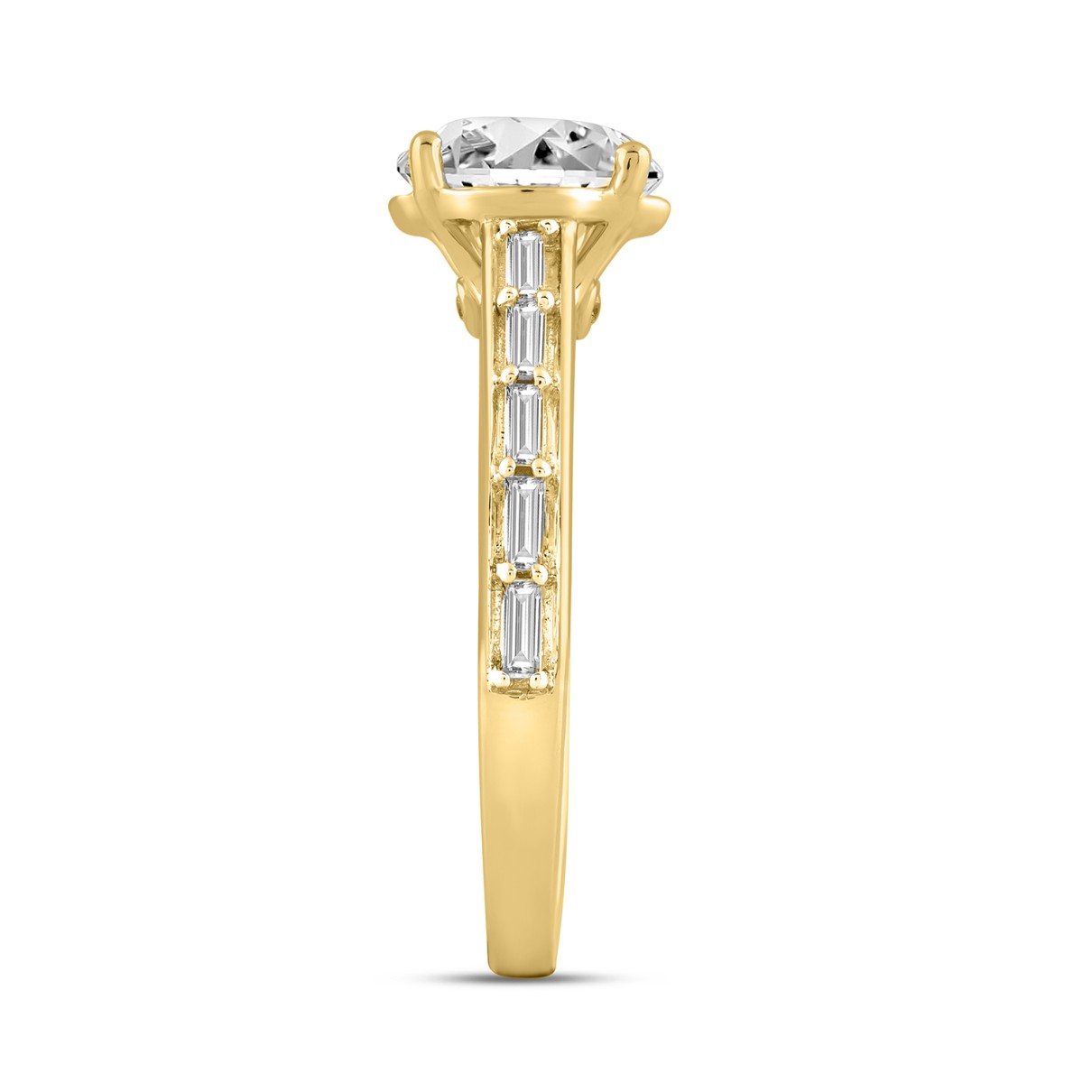 LADIES RING 2 1/4CT ROUND/BAGUETTE DIAMOND 14K YELLOW GOLD (CENTER STONE ROUND DIAMOND 2CT )