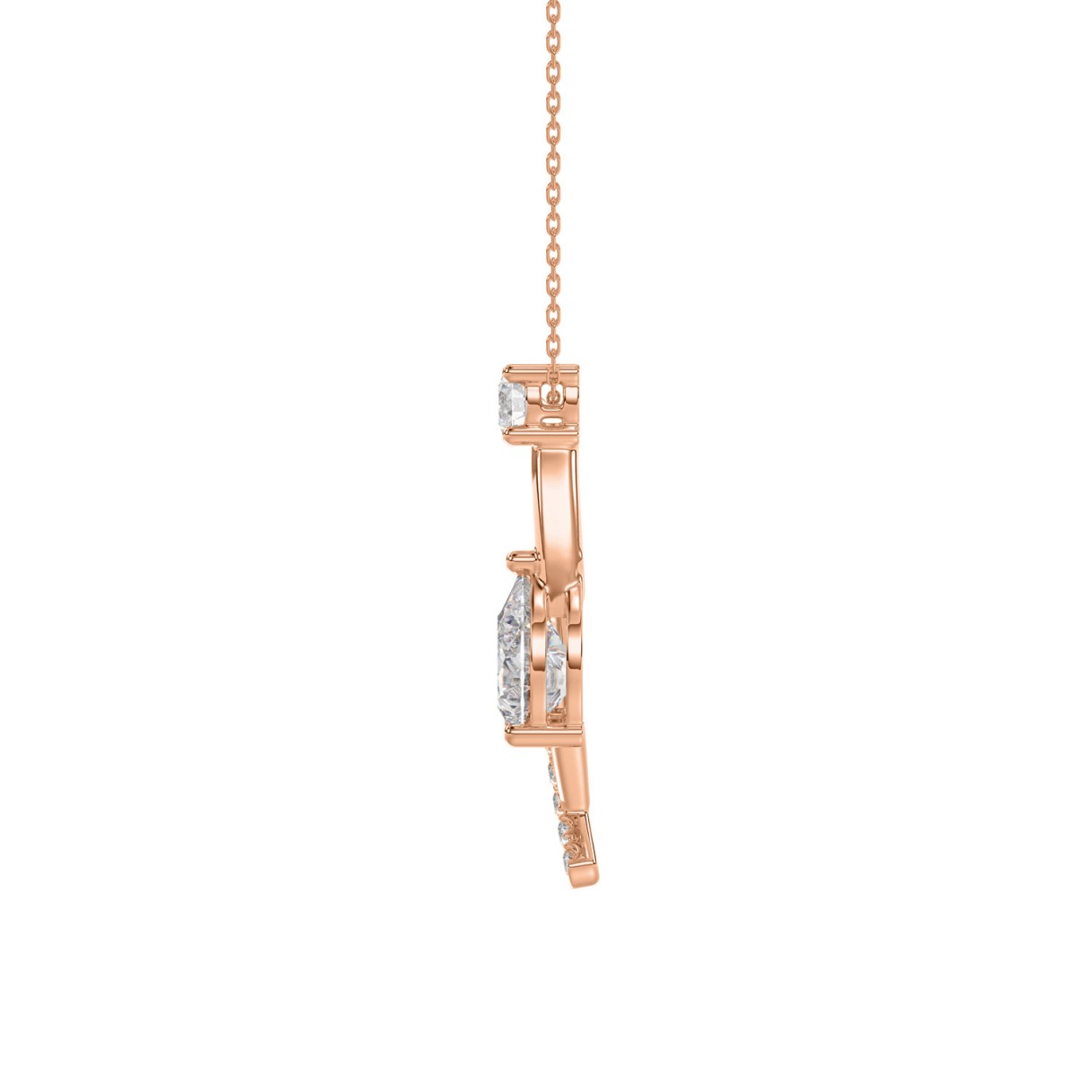 14K ROSE GOLD 1.00CT ROUND/PEAR DIAMOND LADIES PENDANT