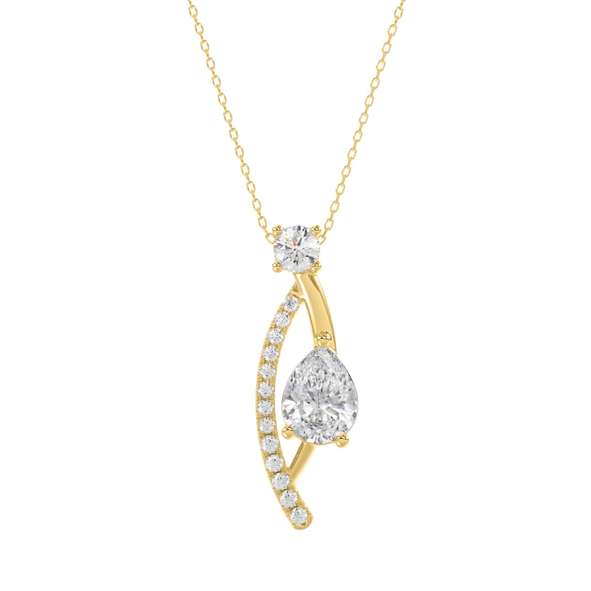 14K YELLOW GOLD 1.00CT ROUND/PEAR DIAMOND LADIES P...
