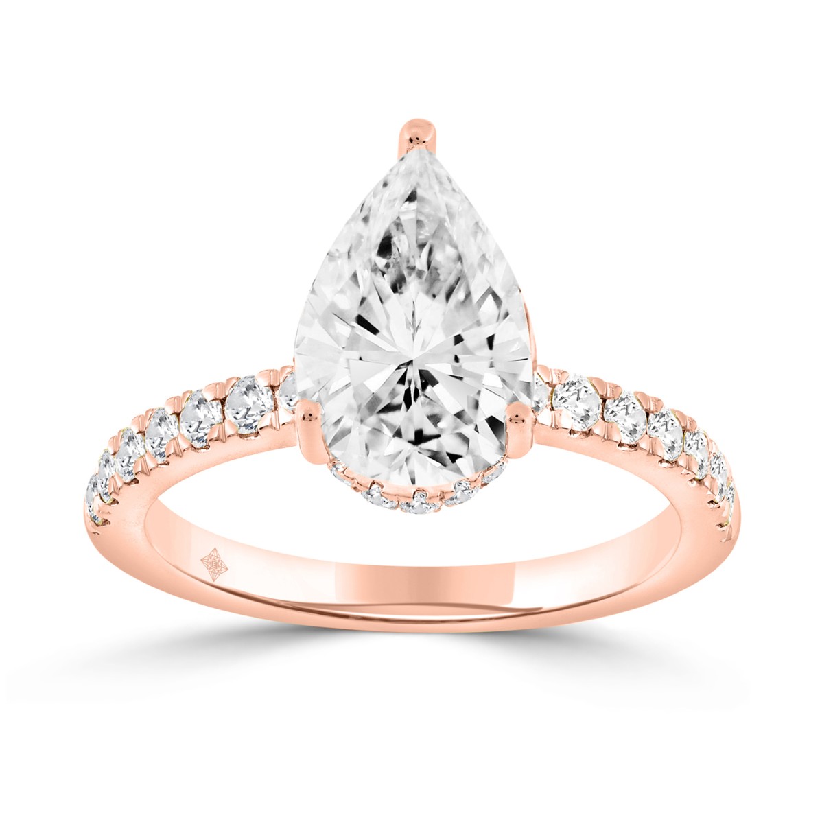 14K ROSE GOLD 1/2CT ROUND/PEAR DIAMOND LADIES RING...