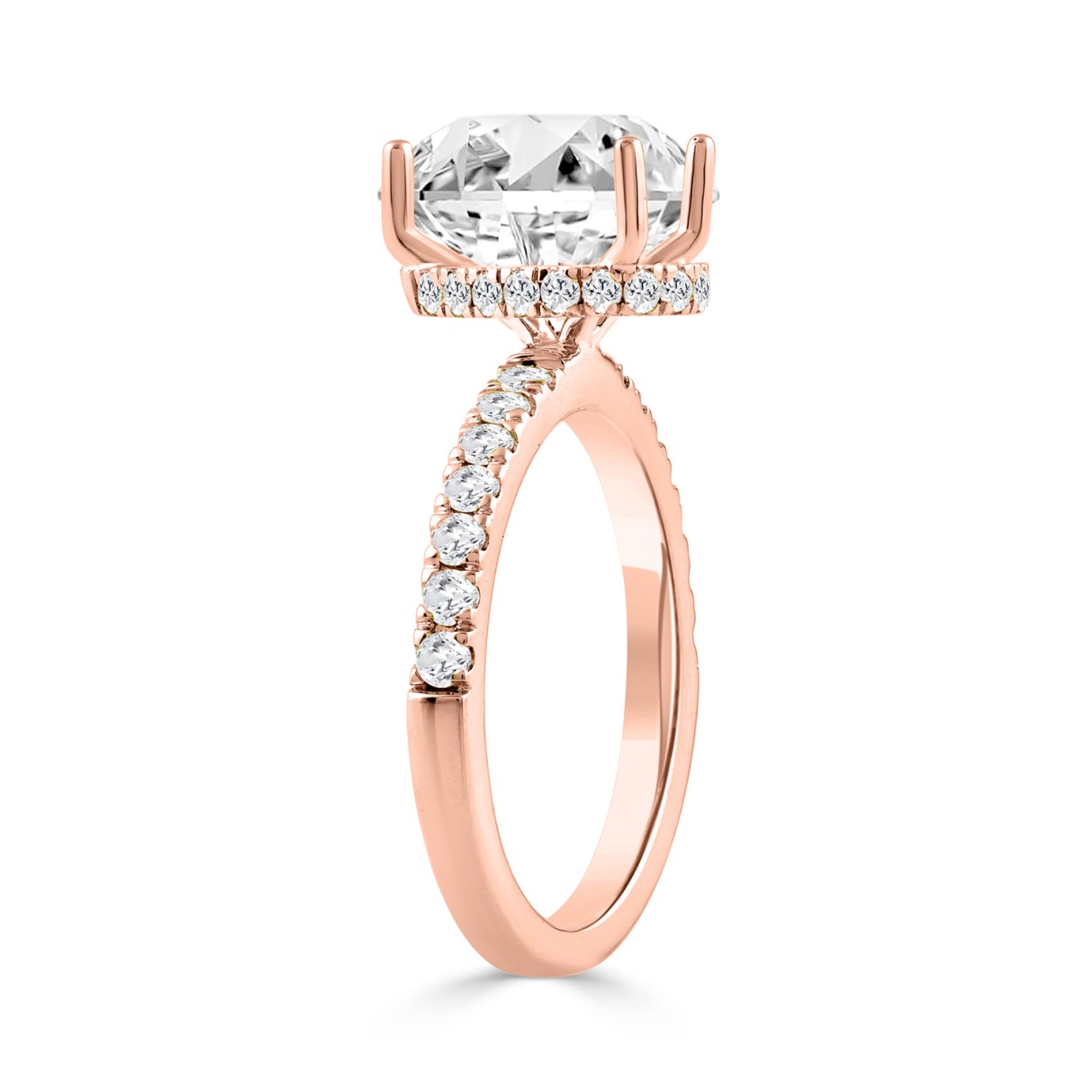 14K ROSE GOLD 1/2CT ROUND/PEAR DIAMOND LADIES RING (CENTER STONE PEAR DIAMOND 2CT)