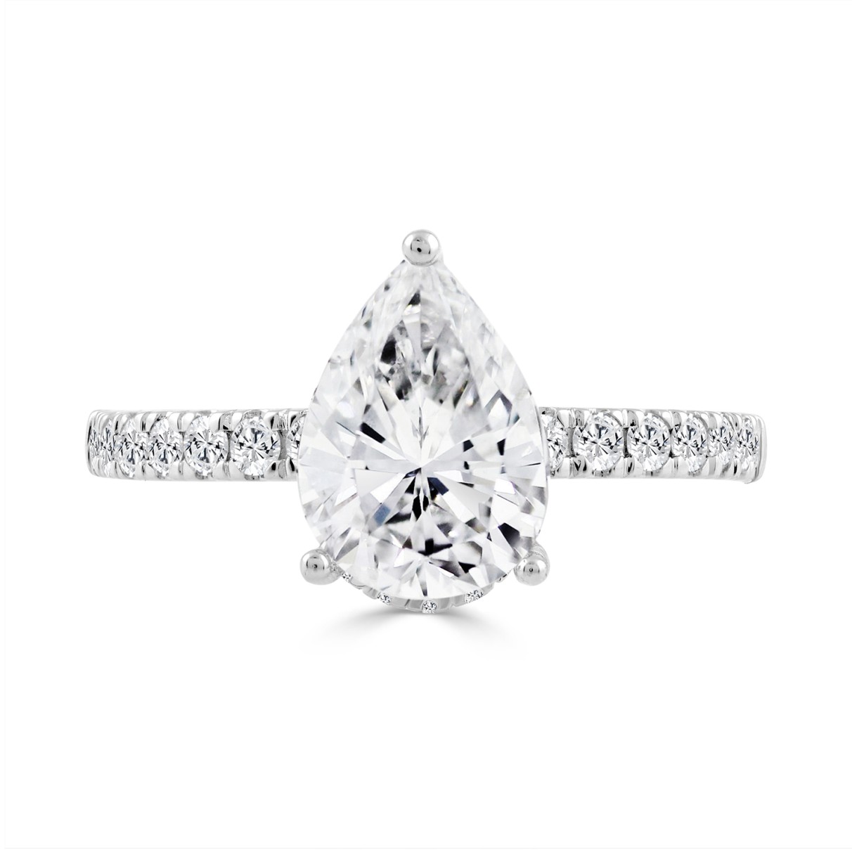 14K WHITE GOLD 1/2CT ROUND/PEAR DIAMOND LADIES RING (CENTER STONE PEAR DIAMOND 2CT)