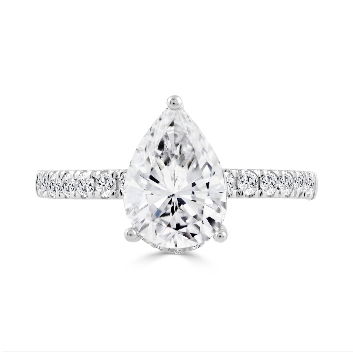 14K WHITE GOLD 1/2CT ROUND/PEAR DIAMOND LADIES RING (CENTER STONE PEAR DIAMOND 2CT)