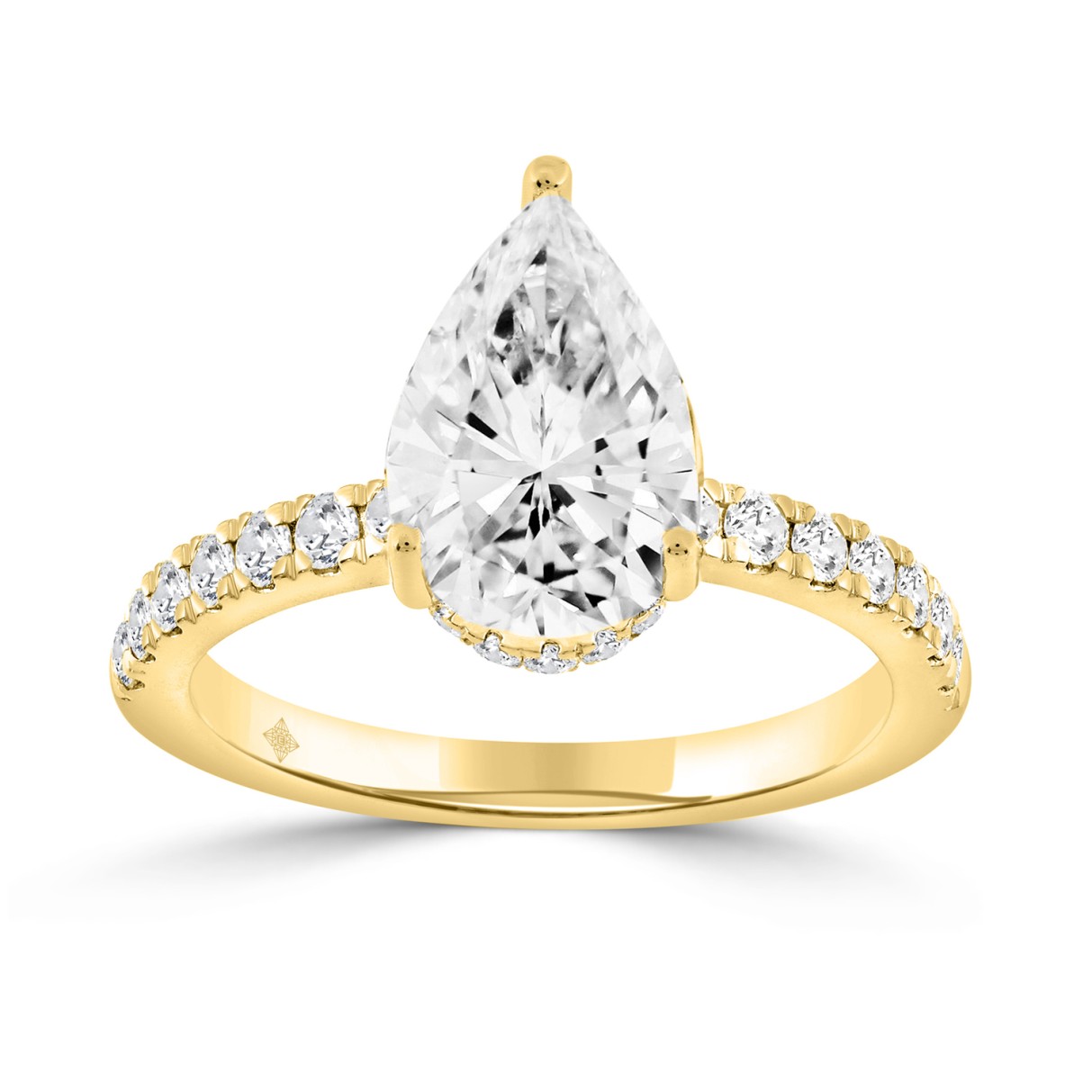 14K YELLOW GOLD 1/2CT ROUND/PEAR DIAMOND LADIES RING (CENTER STONE PEAR DIAMOND 2CT)