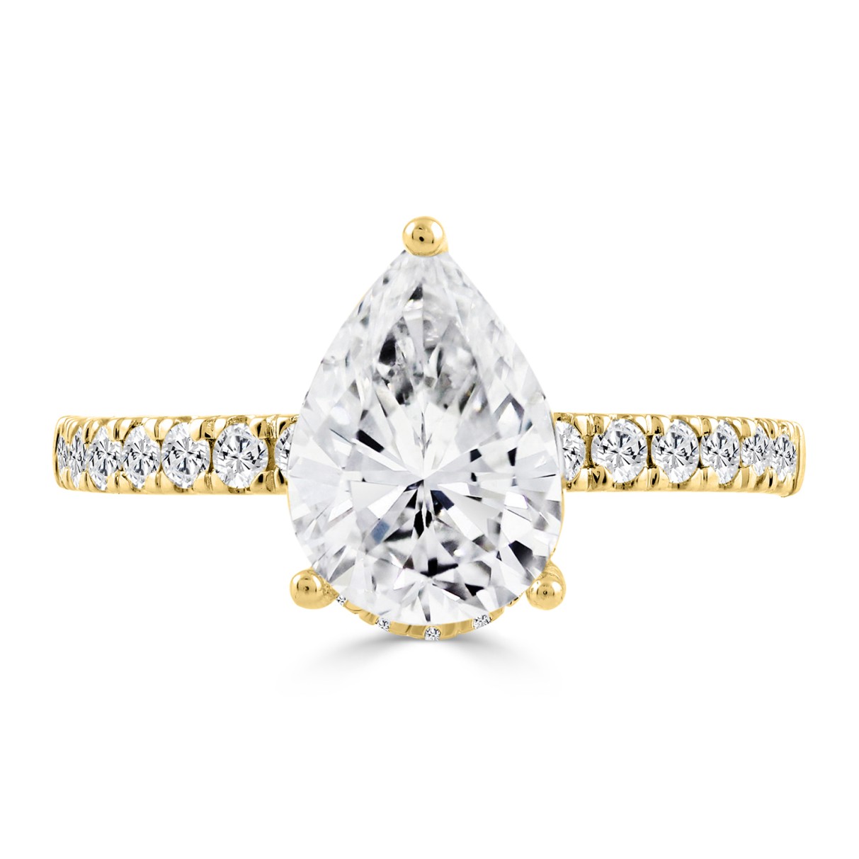 14K YELLOW GOLD 1/2CT ROUND/PEAR DIAMOND LADIES RING (CENTER STONE PEAR DIAMOND 2CT)