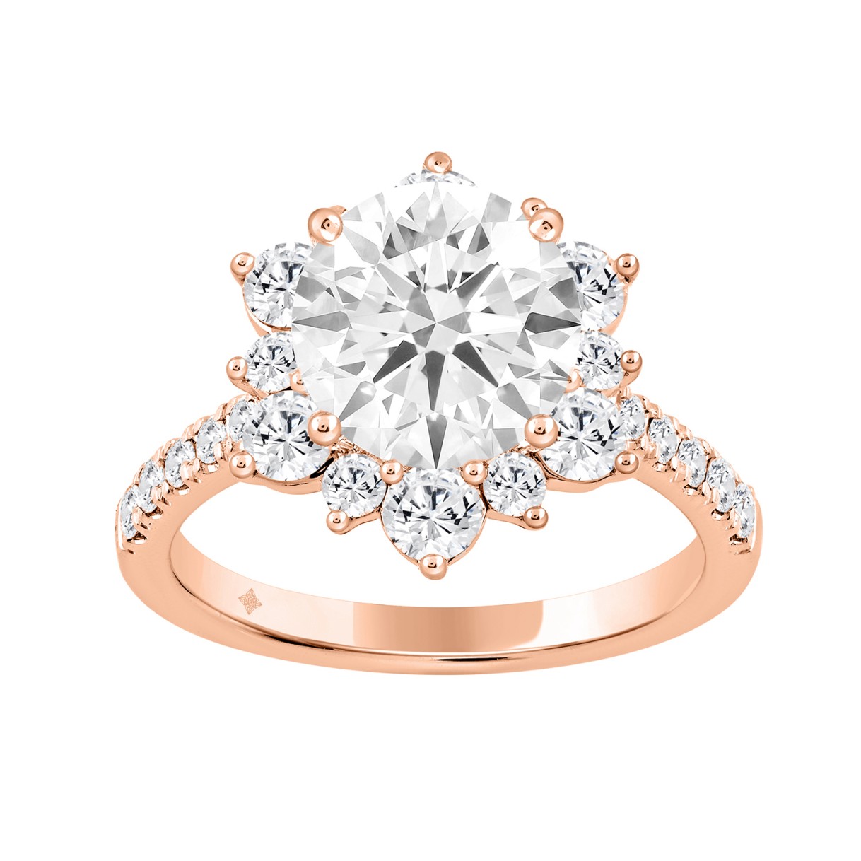 14K ROSE GOLD 3.00CT ROUND DIAMOND LADIES RING (CE...