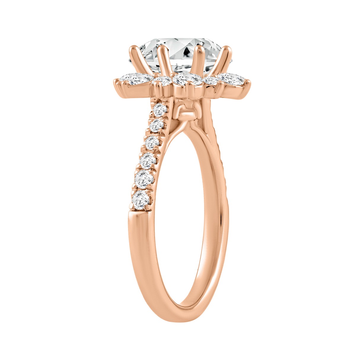 14K ROSE GOLD 3.00CT ROUND DIAMOND LADIES RING (CENTER STONE ROUND DIAMOND 2CT)