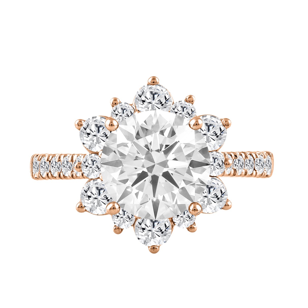 14K ROSE GOLD 1.00CT ROUND DIAMOND LADIES RING (CENTER STONE ROUND DIAMOND 2CT)