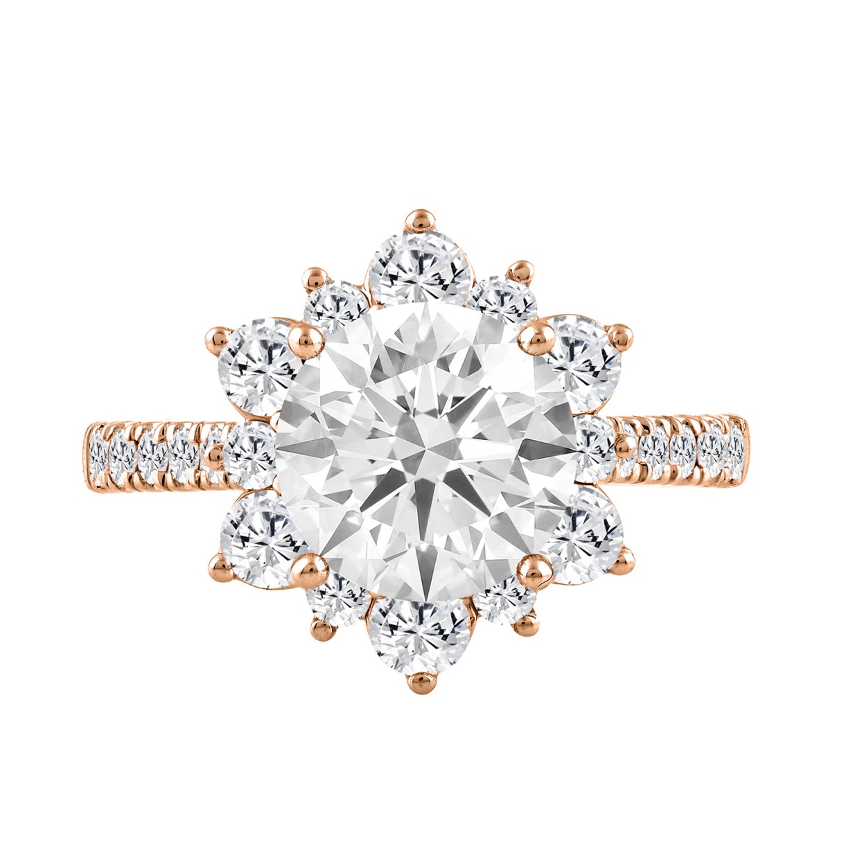 14K ROSE GOLD 3.00CT ROUND DIAMOND LADIES RING (CENTER STONE ROUND DIAMOND 2CT)