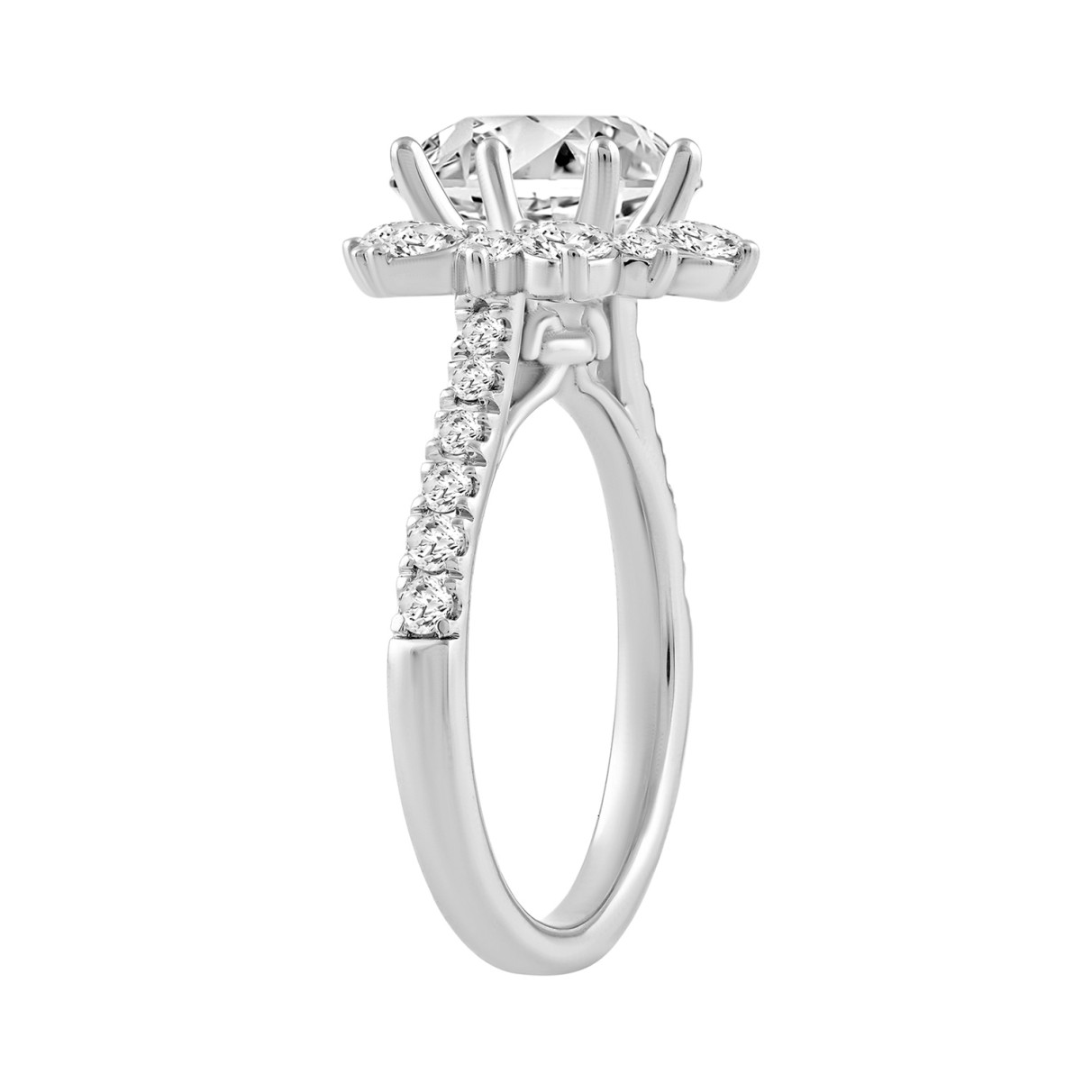 14K WHITE GOLD 1.00CT ROUND DIAMOND LADIES RING (CENTER STONE ROUND DIAMOND 2CT)