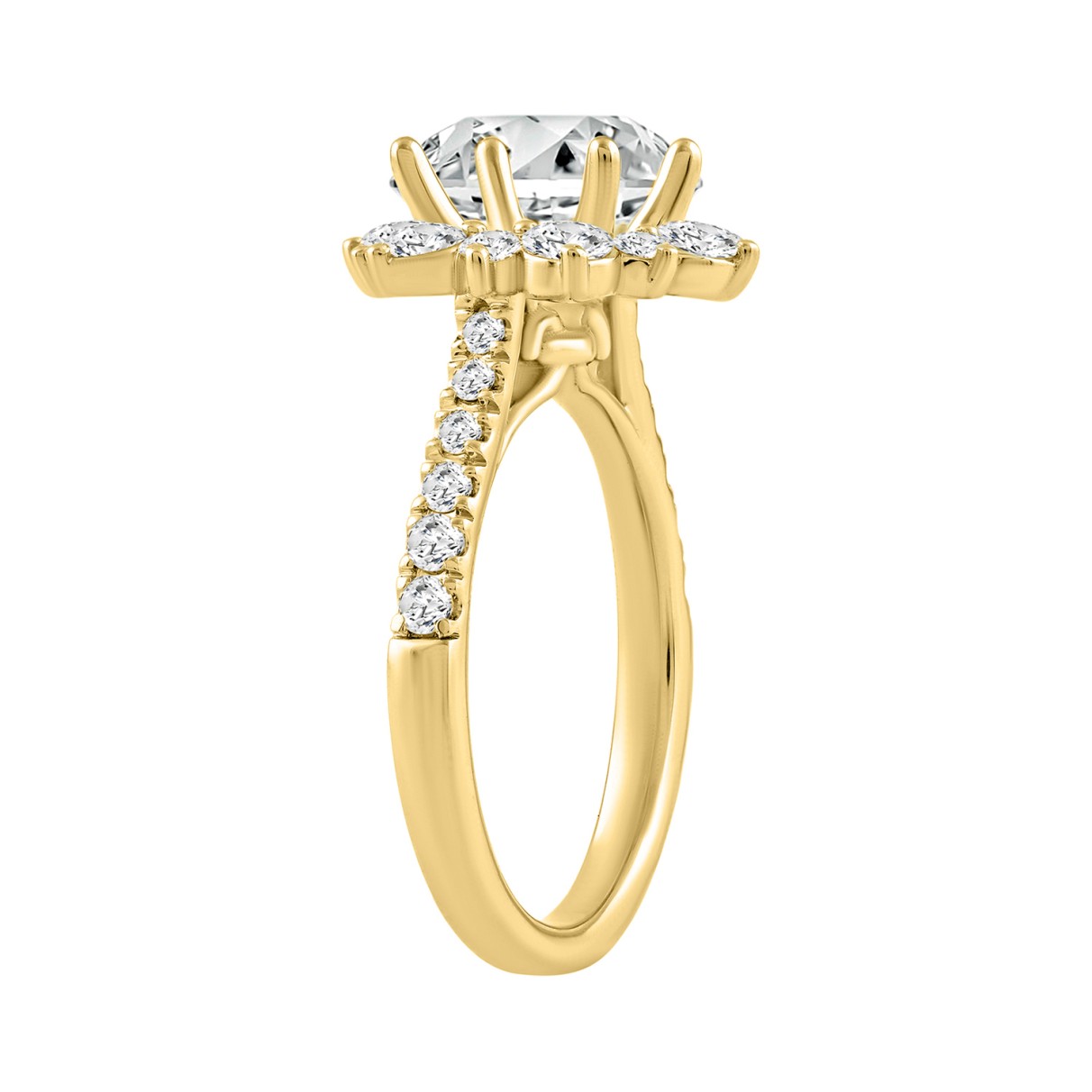 14K YELLOW GOLD 1.00CT ROUND DIAMOND LADIES RING (CENTER STONE ROUND DIAMOND 2CT)