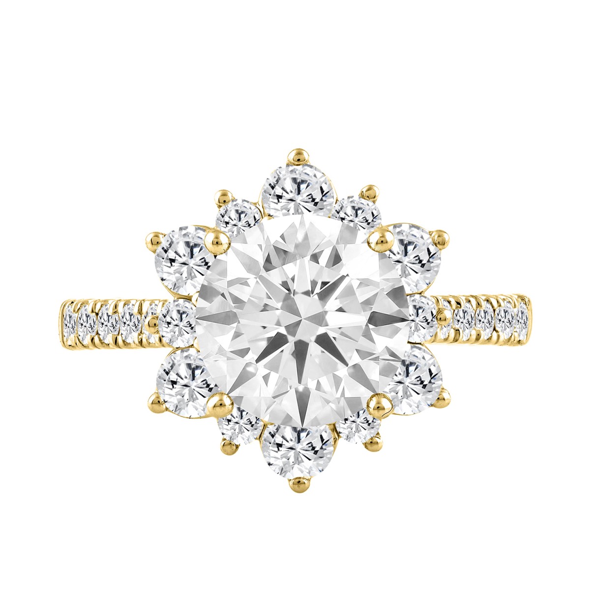 14K YELLOW GOLD 3.00CT ROUND DIAMOND LADIES RING (CENTER STONE ROUND DIAMOND 2CT)