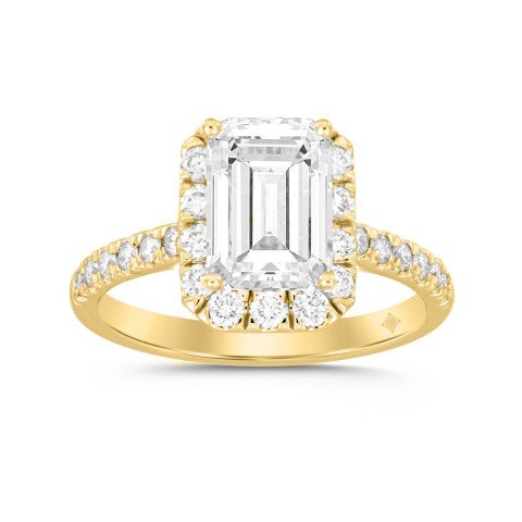 LADIES RING 2 1/2CT ROUND/EMERALD DIAMOND 14K YELLOW GOLD (CENTER STONE EMERALD DIAMOND 2CT )