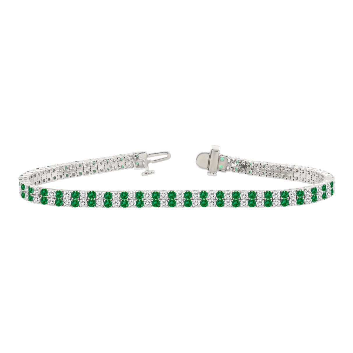 LADIES BRACELET 3CT ROUND/EMERALD DIAMOND 14K WHIT...