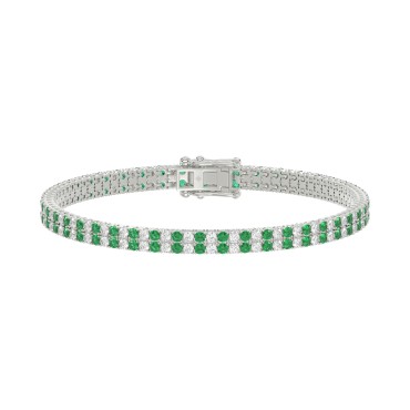 LADIES BRACELET 3CT ROUND/ROUND GREEN EMERALD DIAMOND 14K WHITE GOLD (ROUND GREEN EMERALD DIAMOND 2 3/4CT )