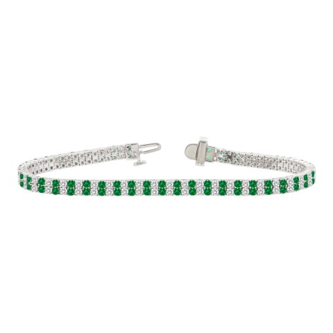 LADIES BRACELET 3CT ROUND/EMERALD DIAMOND 14K WHITE GOLD (CENTER STONE ROUND/EMERALD DIAMOND 2 3/4CT )