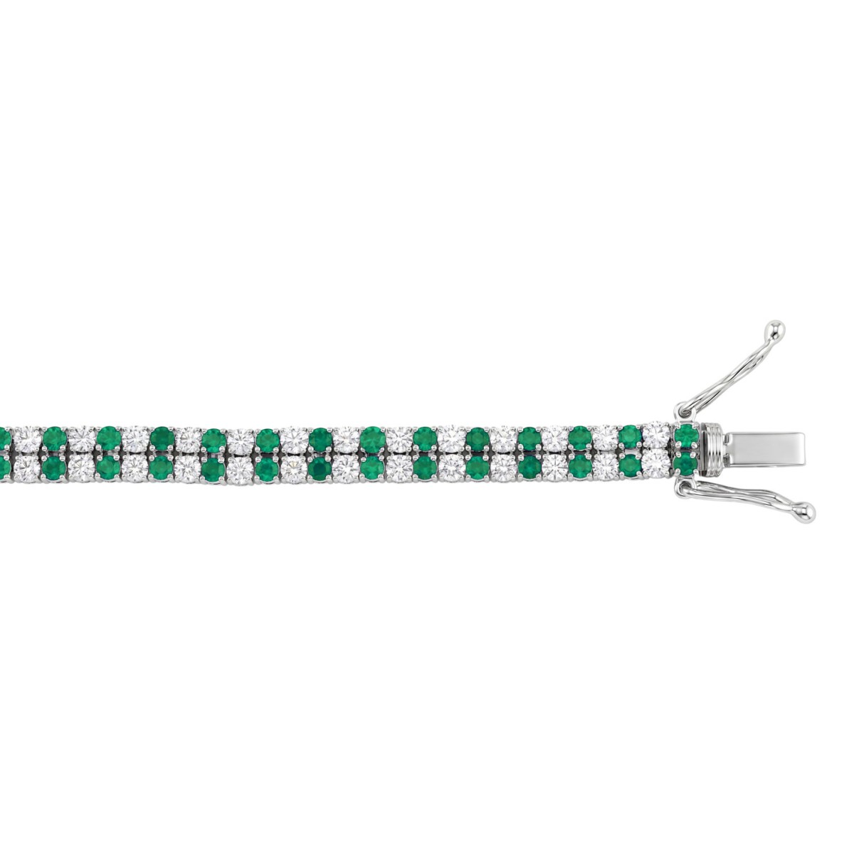 LADIES BRACELET 3CT ROUND/ROUND GREEN EMERALD DIAMOND 14K WHITE GOLD (ROUND GREEN EMERALD DIAMOND 2 3/4CT )