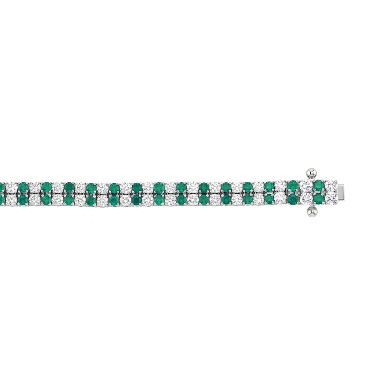 LADIES BRACELET 3CT ROUND/ROUND GREEN EMERALD DIAMOND 14K WHITE GOLD (ROUND GREEN EMERALD DIAMOND 2 3/4CT )
