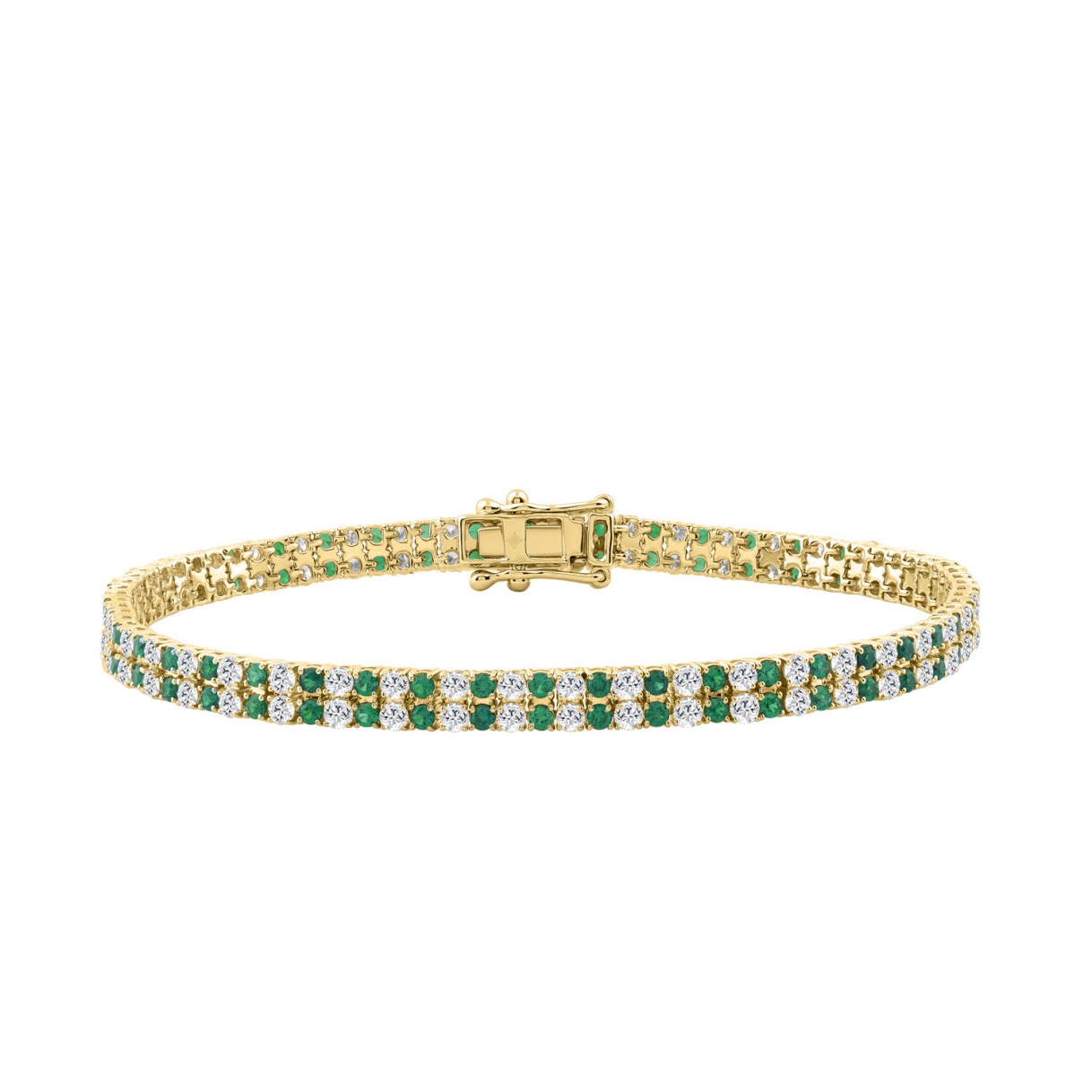LADIES BRACELET 3CT ROUND/ROUND GREEN EMERALD DIAM...