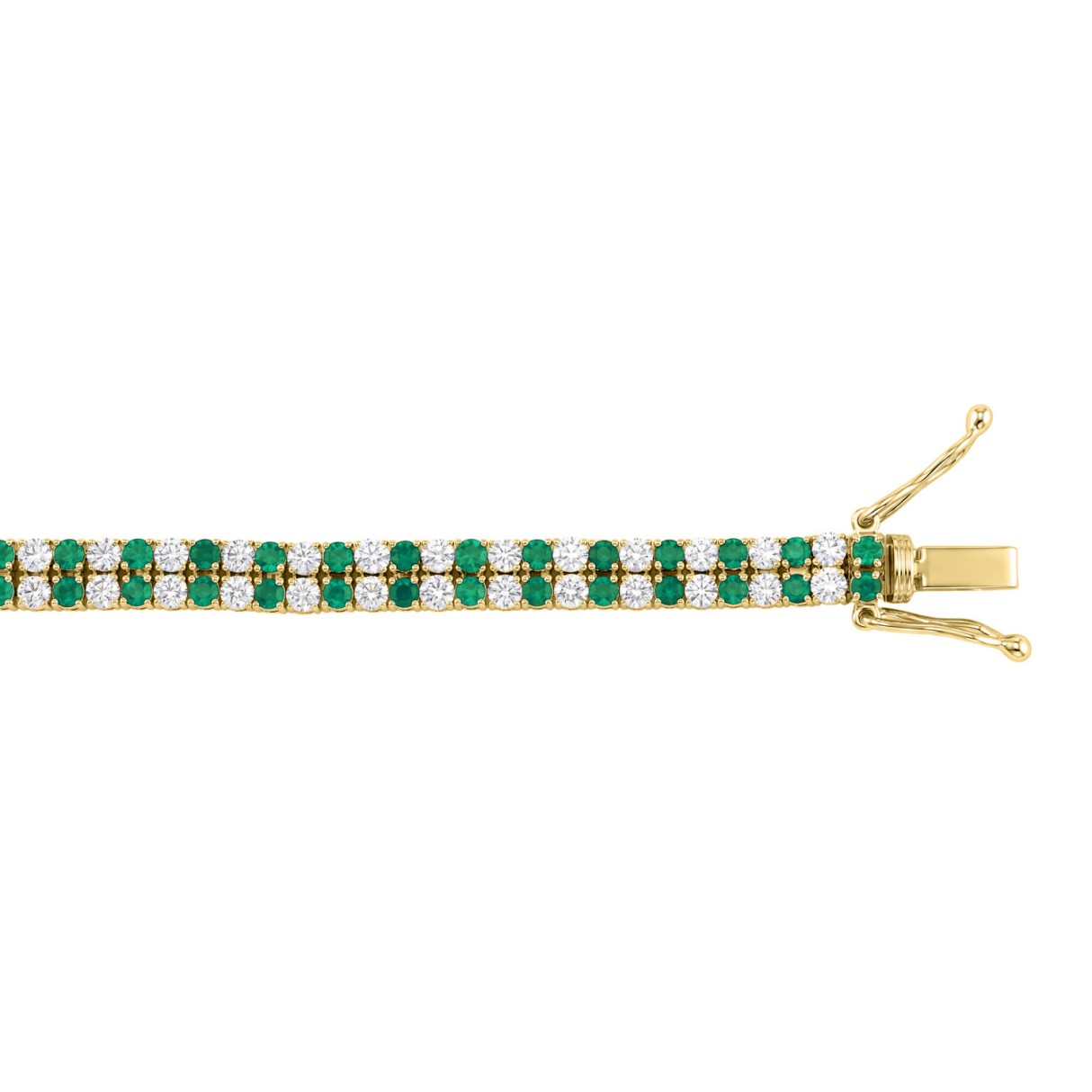 LADIES BRACELET 3CT ROUND/ROUND GREEN EMERALD DIAMOND 14K YELLOW GOLD (ROUND GREEN EMERALD DIAMOND 2 3/4CT )