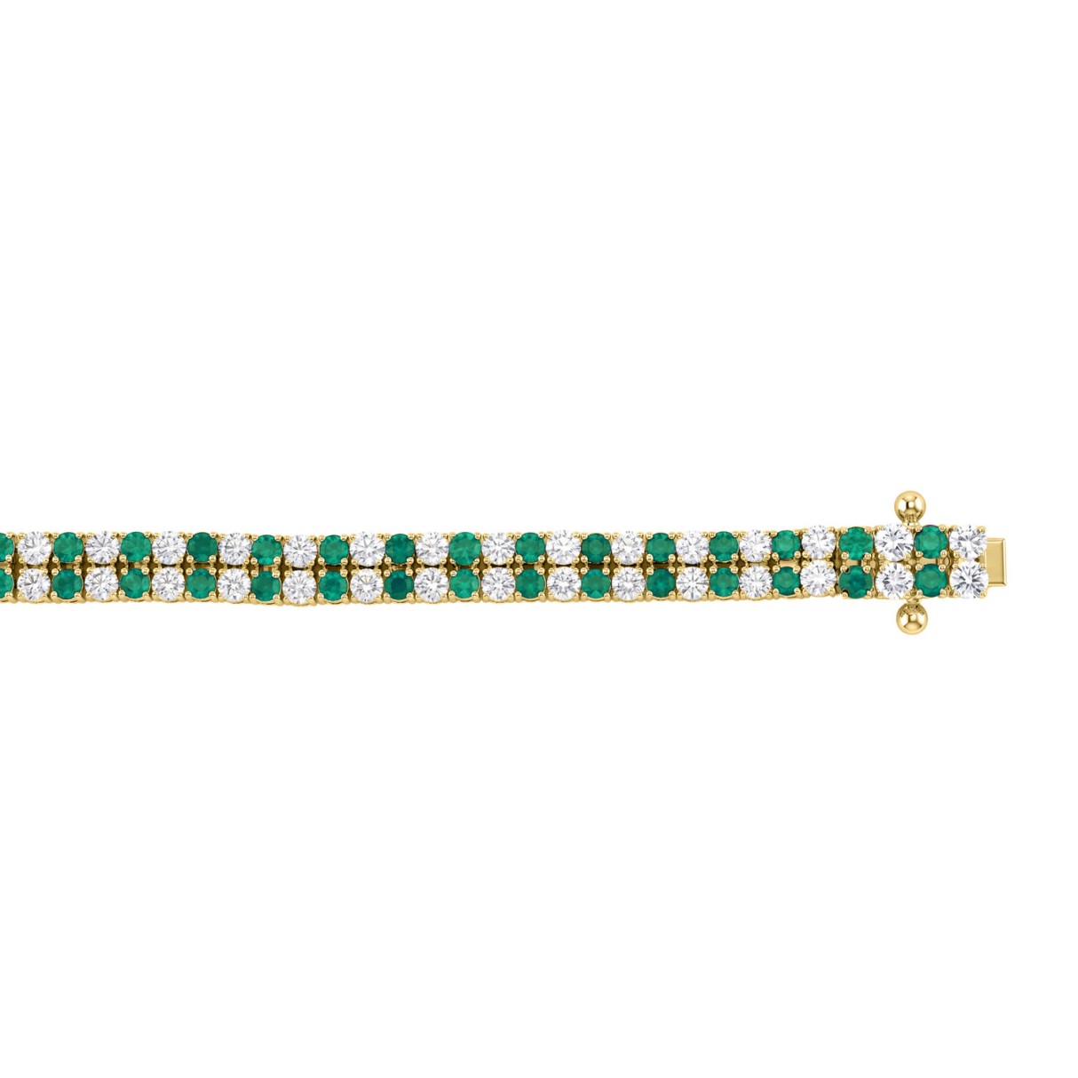 LADIES BRACELET 3CT ROUND/ROUND GREEN EMERALD DIAMOND 14K YELLOW GOLD (ROUND GREEN EMERALD DIAMOND 2 3/4CT )